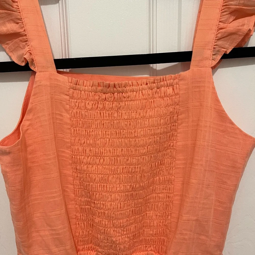 NWOT Gap Kids Girl's Cotton Tiered Peasant Dress Sleeveless Peach Lined XL 14/16